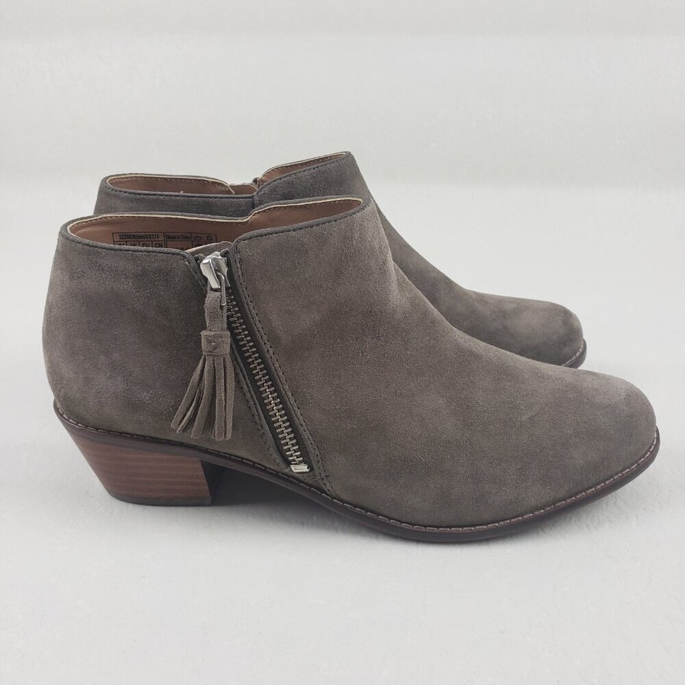 Vionic Serena Suede Ankle Boot Womens 8.5 Beige Side Zip Casual Bootie Shoe - Picture 3 of 13